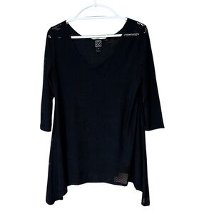 Clara Sun Woo Whimsygoth Laser Cut Black Floral Top size M